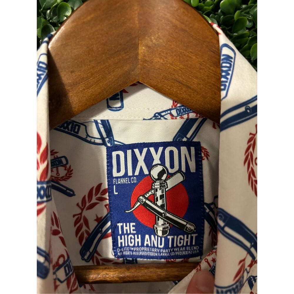 Dixxon Shirt The High Tight Mens Large Barber Blue Red White Short Sleeve - Picture 5 of 7